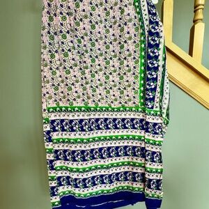 Vintage Hand Block Print Cotton Multi Color Floral Scarf L65 X W 42
